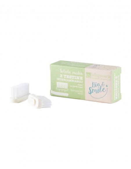 La Saponaria Bio&Smile Testine Intercambiabili per Spazzolino Setole Medie