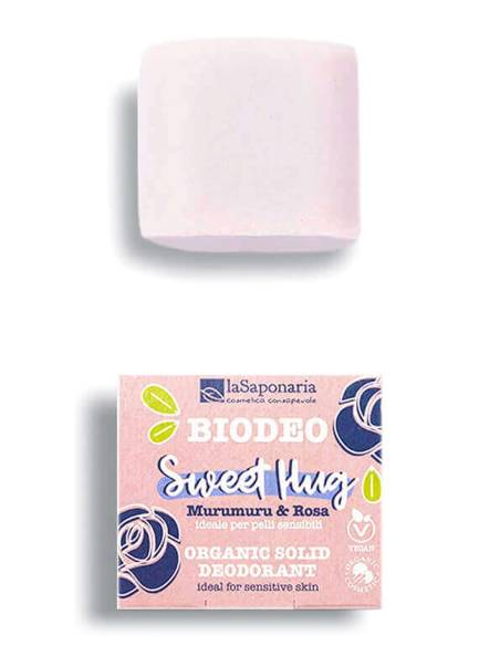 La Saponaria Sweet Hug BioDeo Solido per Pelli Sensibili con Murumuru e Rosa